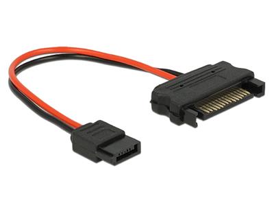 Delock Cable Power SATA 15 pin plug > Power Slim SATA 6 pin receptacle 10 cm