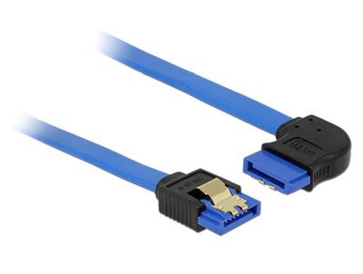 Delock Cable SATA 6 Gb/s receptacle straight > SATA receptacle right angled 100 cm blue with gold clips