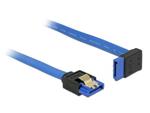 Delock Cable SATA 6 Gb/s receptacle straight > SATA receptacle upwards angled 10 cm blue with gold clips 