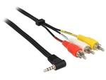 Delock Cable Stereo jack 3.5 mm 4 pin male angled > 3 x RCA male 1.5 m