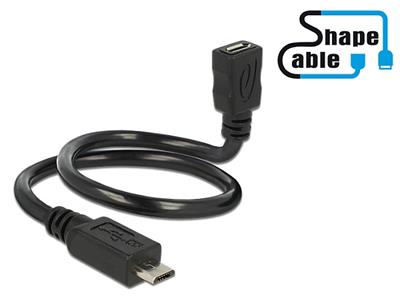 Delock Cable USB 2.0 Micro-B male > USB 2.0 Micro-B female OTG ShapeCable 0.35 m