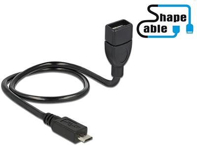 Delock Cable USB 2.0 Micro-B male > USB 2.0 Type-A female OTG ShapeCable 0.50 m