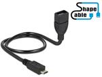 Delock Cable USB 2.0 Micro-B male > USB 2.0 Type-A female OTG ShapeCable 0.50 m