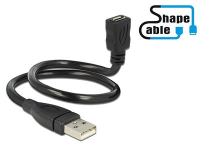 Delock Cable USB 2.0 Type-A male > USB 2.0 Micro-B female ShapeCable 0.35 m