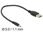 Delock Cable USB Type-A Plug Power > DC 3.0 x 1.1 mm male 27 cm