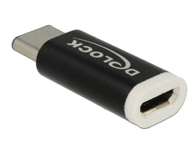 Delock Černý Adaptér USB 2.0 Micro-B samice (zařízení) > USB Type-C™ 2.0 samec (zařízení)