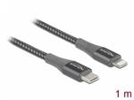 Delock Datový a nabíjecí kabel USB Type-C™ na Lightning™ pro iPhone™, iPad™ a iPod™ šedá 1 m MFi