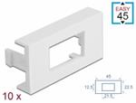 Delock Destička modulu Easy 45, obdélníková, s výřezem 12,5 mm x 21,5 mm, 45 x 22,5 mm, 10 ks, bílá