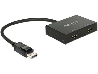 Delock Displayport 1.2 Splitter 1 x Displayport in > 2 x HDMI out 4K