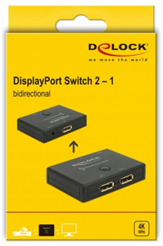 Delock Displayport 2 - 1 Switch bidirectional 4K 60 Hz