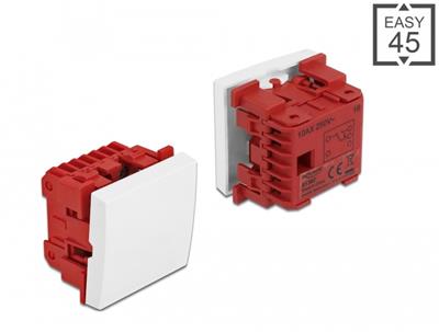 Delock Jednopólový, dvoucestný, jednotlačítkový spínač Easy 45, rozměr 45 x 45 mm, bílý