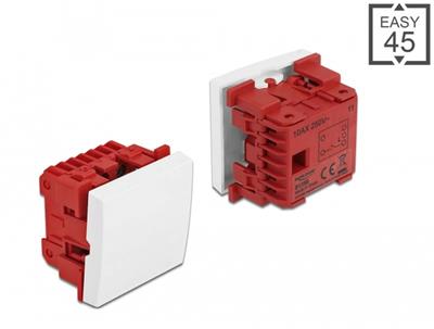 Delock Jednopólový, jednocestný, jednotlačítkový spínač Easy 45, rozměr 45 x 45 mm, bílý