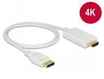 Delock Kabel Displayport 1.2 samec > High Speed HDMI-A samec pasivní 4K 1 m bílý