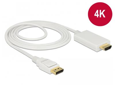 Delock Kabel Displayport 1.2 samec > High Speed HDMI-A samec pasivní 4K 2 m bílý