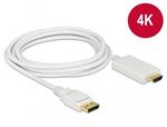 Delock Kabel Displayport 1.2 samec > High Speed HDMI-A samec pasivní 4K 3 m bílý