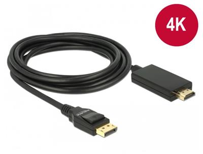 Delock Kabel Displayport 1.2 samec > High Speed HDMI-A samec pasivní 4K 3 m černý