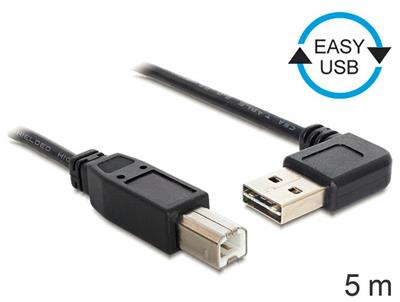 Delock kabel EASY-USB 2.0-A samec pravoúhlý > USB 2.0-B samec, 5 m