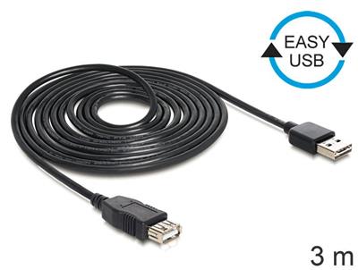 Delock kabel EASY-USB 2.0-A samec > USB 2.0-A samice,prodlužující 3 m