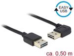 Delock Kabel EASY-USB 2.0 Typ-A samec > EASY-USB 2.0 Typ-A samec pravoúhlý levý / pravý 0,5 m