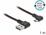 Delock Kabel EASY-USB 2.0 Typ-A samec na EASY-USB Typ Micro-B samec pravoúhlý levý / pravý 1 m černý