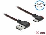 Delock Kabel EASY-USB 2.0 Typ-A samec na USB Type-C™ samec pravoúhlý levý / pravý 0,2 m černý