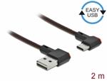 Delock Kabel EASY-USB 2.0 Typ-A samec na USB Type-C™ samec pravoúhlý levý / pravý 2 m černý