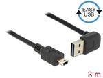 Delock Kabel EASY-USB 2.0 Typ-A samec pravoúhlý nahoru / dolů > USB 2.0 Typ Mini-B samec 3 m