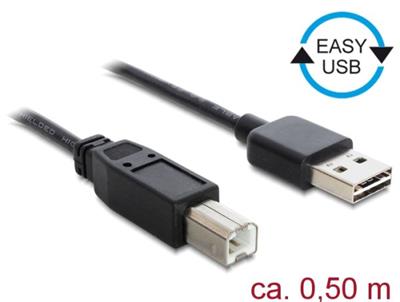 Delock Kabel EASY-USB 2.0 Typ-A samec > USB 2.0 Typ-B samec 0,5 m černý