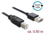 Delock Kabel EASY-USB 2.0 Typ-A samec > USB 2.0 Typ-B samec  0,5 m černý