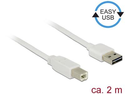 Delock Kabel EASY-USB 2.0 Typ-A samec > USB 2.0 Typ-B samec 2 m bílý