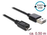 Delock Kabel EASY-USB 2.0 Typ-A samec > USB 2.0 Typ Micro-B samec  50 cm černá 