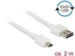 Delock Kabel EASY-USB 2.0 Typ-A samec > USB 2.0 Typ Mini-B samec 2 m bílá