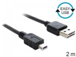 Delock Kabel EASY-USB 2.0 Typ-A samec > USB 2.0 Typ Mini-B samec 2 m černý