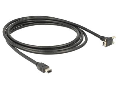 Delock kabel FireWire 9 pin samec 90° pravoúhlý se šroubky > 6 pin samec 3m