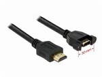 Delock kabel HDMI A samec > HDMI A samice přišroubovatelná  1 m