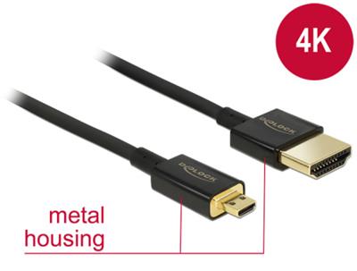 Delock Kabel High Speed HDMI s Ethernetem - HDMI-A samec > HDMI Micro-D samec 3D 4K 3 m aktivní Slim Premium