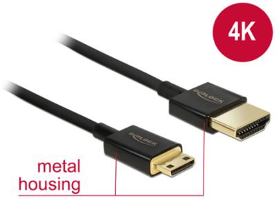 Delock Kabel High Speed HDMI s Ethernetem - HDMI-A samec > HDMI Mini-C samec 3D 4K 1 m Slim Premium