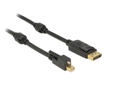 Delock Kabel mini Displayport 1.2 samec se šroubky > Displayport samec 4K černý 1 m