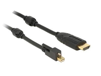 Delock Kabel mini Displayport 1.2 samec se šroubky > HDMI samec 4K aktivní černý 2 m