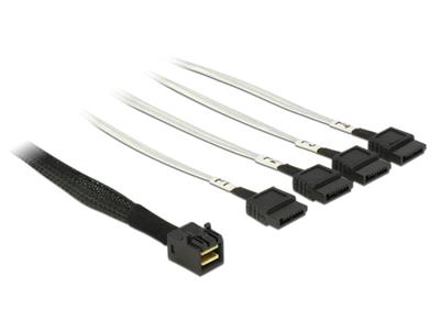 Delock Kabel Mini SAS HD x 4 SFF 8643 samec > 4 x SATA 7 Pin samice 0.5 m