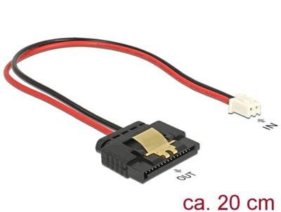 Delock Kabel Power 2 Pin Buchse > 1 x SATA 15 Pin Buchse (5 V) Metallclip 20 cm