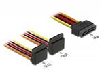 Delock Kabel SATA 15 pin napájecí samec s aretací > 2 x SATA 15 pin napájecí samice nahoru 15 cm