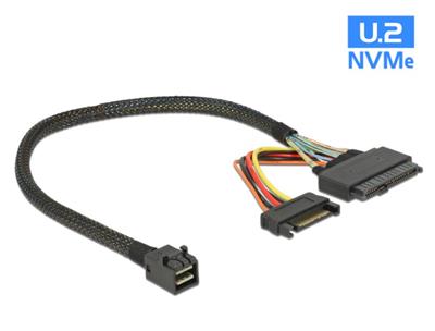 Delock Kabel SFF-8643 samec > U.2 SFF-8639 + napájecí konektor SATA 30 cm