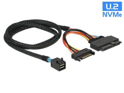 Delock Kabel SFF-8643 samec > U.2 SFF-8639 samec + napájecí konektor SATA 75 cm