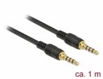 Delock Kabel Stereo Jack 3,5 mm 4 pin samec > samec 1 m černý