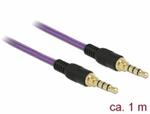 Delock Kabel Stereo Jack 3,5 mm 4 pin samec > samec 1 m fialový