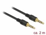 Delock Kabel Stereo Jack 3,5 mm 4 pin samec > samec 2 m černý