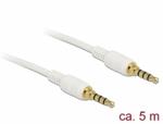 Delock Kabel Stereo Jack 3,5 mm 4 pin samec > samec 5 m bílá