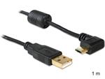 Delock kabel USB 2.0 A samec > USB micro B samec, pravoúhlý 90°, 1m