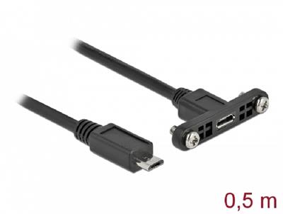 Delock Kabel USB 2.0 Micro-B samice montážní panel > USB 2.0 Micro-B samec 0,5 m